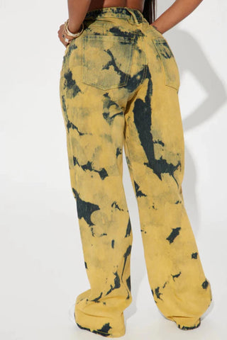 Time Away Non Stretch Wide Leg Jeans - Yellow