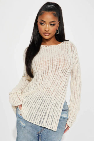 Watchin' Over You Sweater Top - Ivory