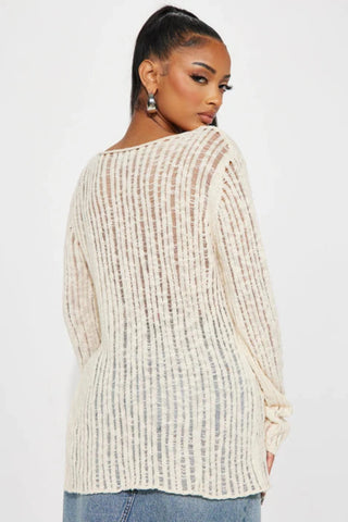 Watchin' Over You Sweater Top - Ivory