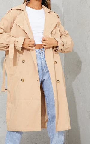 CONTRAST OVERSIZED BELTED MIDI TRENCH
