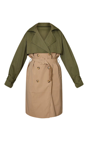 CONTRAST OVERSIZED BELTED MIDI TRENCH