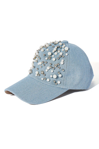 Embellished Baseball Hat  - Denim