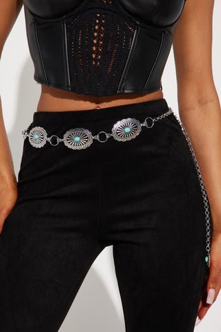 Ready For The Ride Chain Belt - Silver/Blue