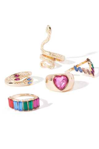 The Reef Shore 5 Piece Ring Set - Multi Color