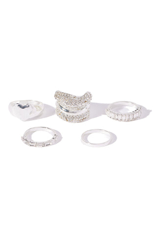 Ambitious Proposal 5 Piece Ring Set  - Silver