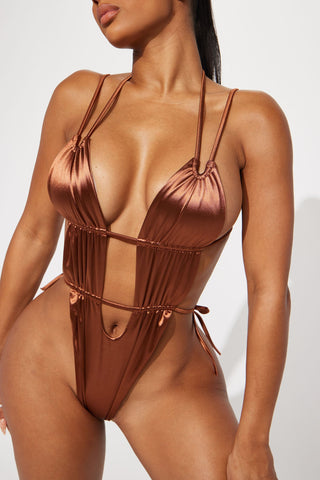 Champagne On The Beach 1 Piece Swimsuit - Chocolate