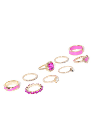 Love Gone Bad 9 Piece Ring Set - Pink