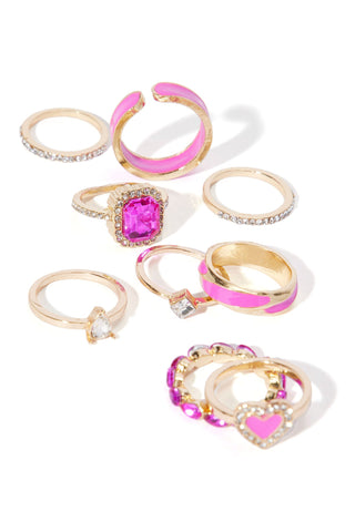 Love Gone Bad 9 Piece Ring Set - Pink