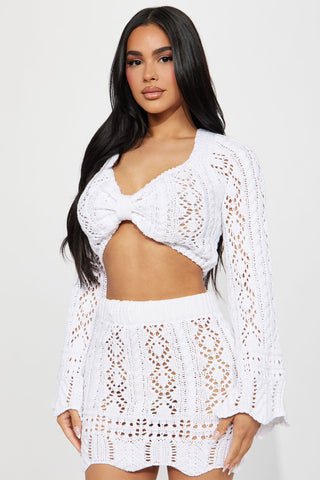 Bonnie Crochet Skirt Set - White