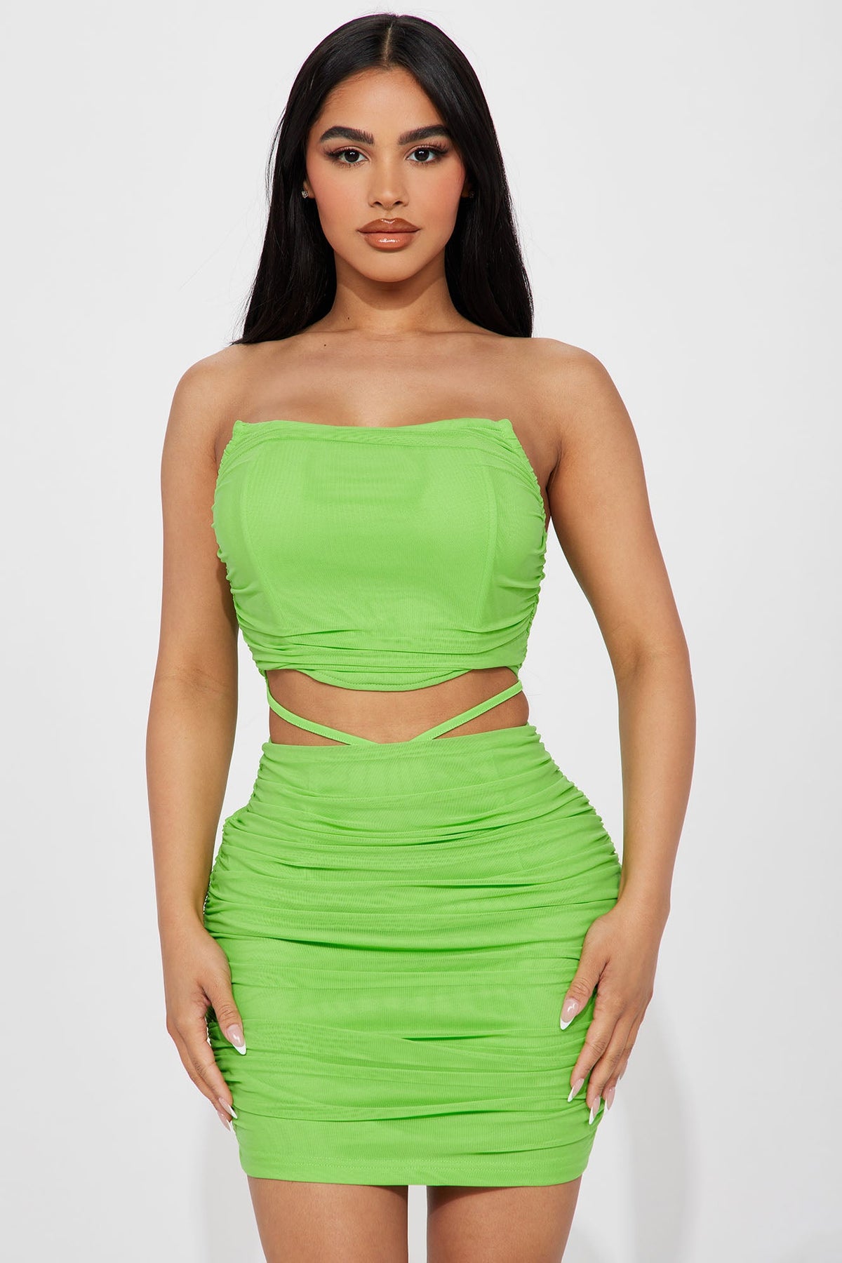 Janet Mesh Mini Dress - Lime