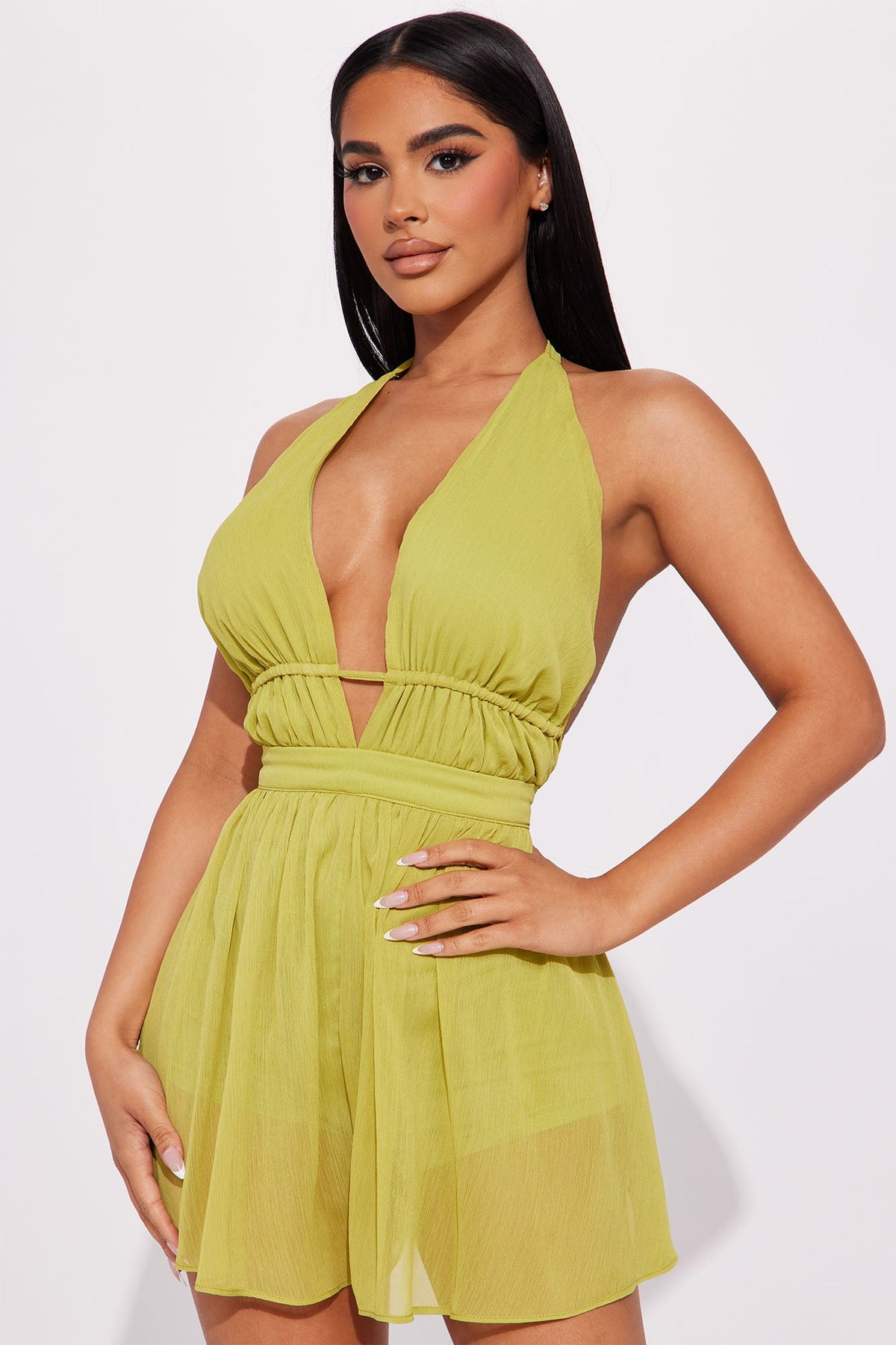 Rock Your World Romper - Chartreuse