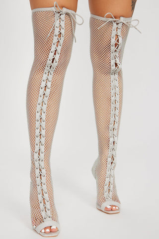 Nothing Compares Over The Knee Boots - Silver