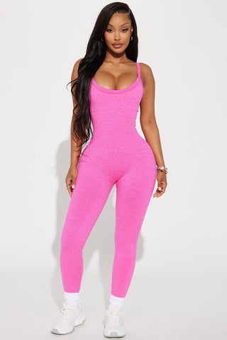 Vital Goddess Active Jumpsuit In Infinity Seamless - Neon Pink