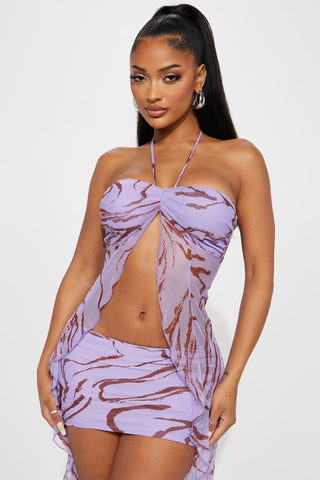 Vibe Check Mesh Skirt Set - Lavender/combo