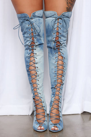 Living Legacy Over The Knee Boots - Denim