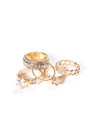 Always In Charge 5 Piece Ring Set - Gold