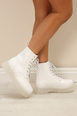 Get Back To It Combat Booties - White