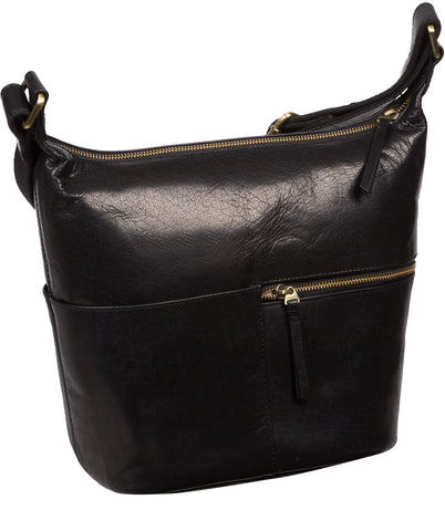 'Kristin' Black Leather Shoulder Bag