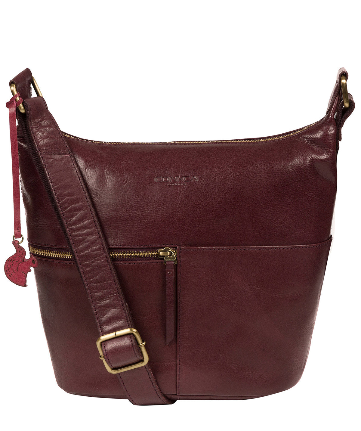 'Kristin' Plum Leather Shoulder Bag