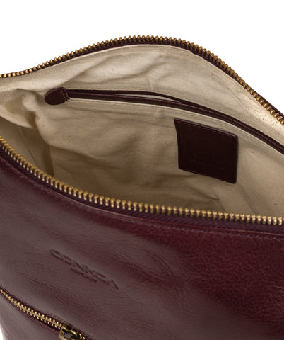 'Kristin' Plum Leather Shoulder Bag