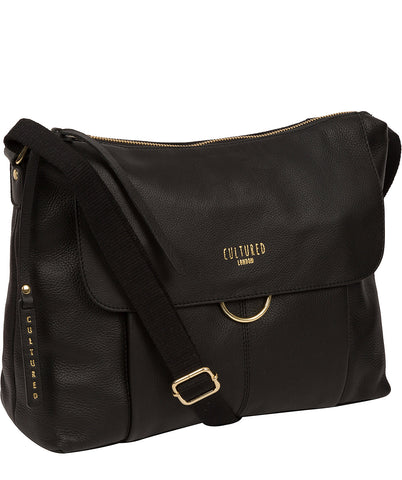 'Chancery' Black Leather Shoulder Bag
