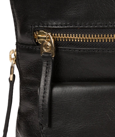 'Zinnia' Jet Black Leather Backpack