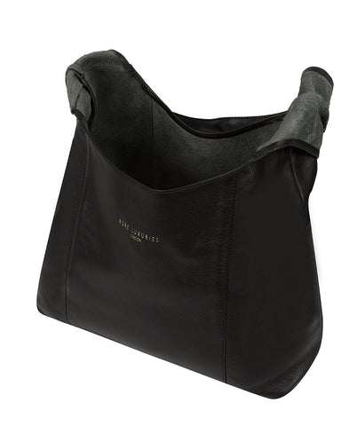 'Nina' Black Leather Shoulder Bag