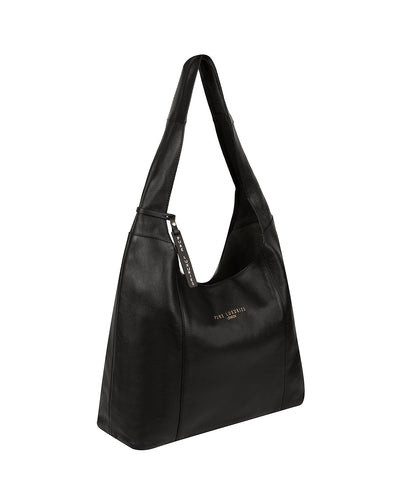 'Nina' Black Leather Shoulder Bag