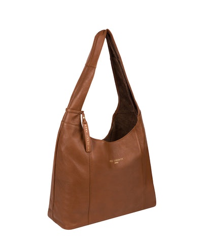 'Nina' Dark Tan Leather Shoulder Bag
