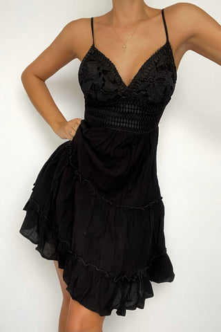 Sunset Convos Lace Mini Dress - Black