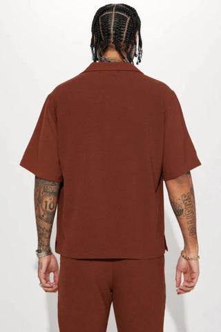 Golden Hour Short Sleeve Button Up - Brown
