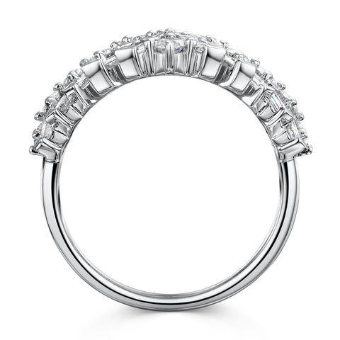 18ct White Gold Brilliant & Baguette-Cut Diamond Jazz Dress Ring 1.83ct