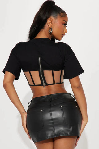 Double Take Corset Top - Black