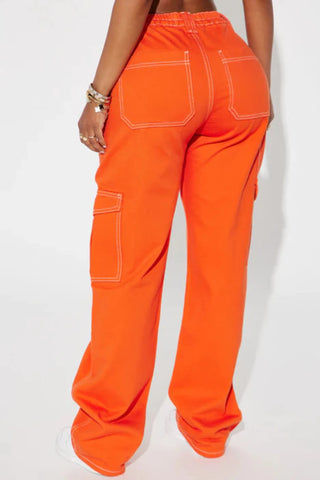 Give Me A Break Cargo Carpenter Jeans - Orange