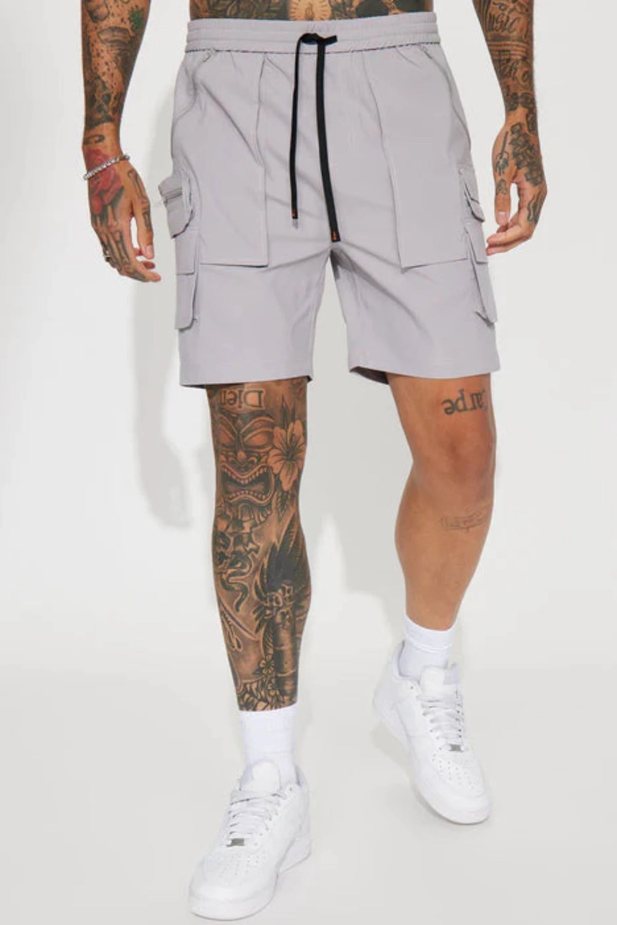 Catch Up Nylon Cargo Shorts - Grey
