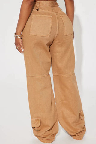 Get Lucky Non Stretch Cargo Jean - Tan