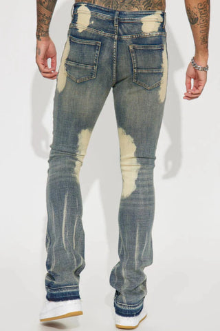 Keep Up Distressed Skinny Flare Jeans - Vintage Blue Wash