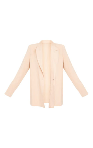 LINEN LOOK OVERSIZED DRAPEY BUTTON DETAIL BLAZER