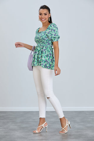Bardot Floral print Top in Green