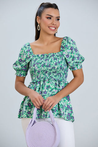 Bardot Floral print Top in Green