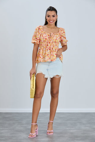 Bardot Floral print Top in Orange