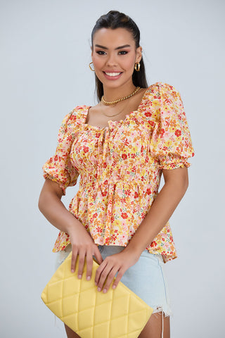 Bardot Floral print Top in Orange