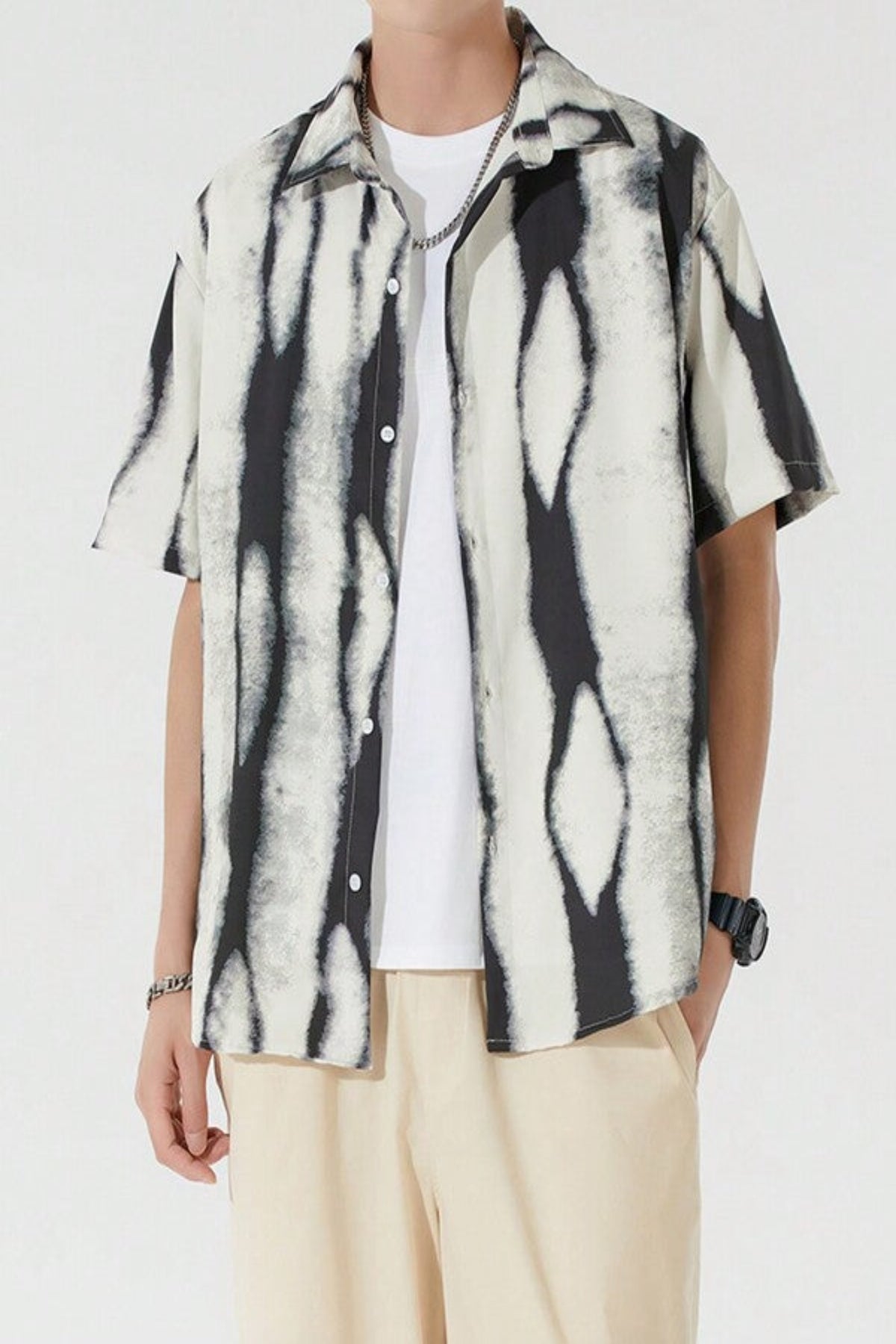 Men Tie Dye Button Up Shirt