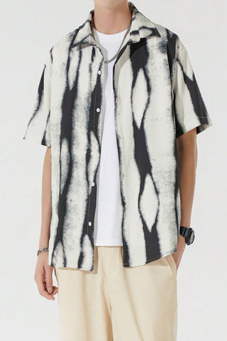 Men Tie Dye Button Up Shirt