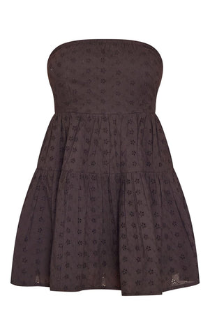 BRODERIE TIERED BANDEAU SHIFT DRESS