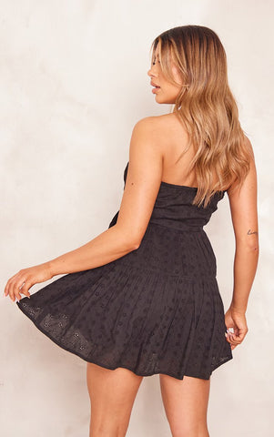 BRODERIE TIERED BANDEAU SHIFT DRESS