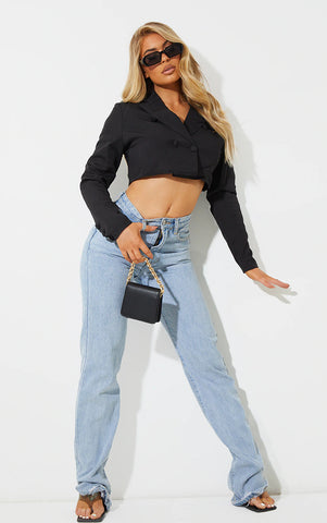 CROPPED DOUBLE BUTTON BLAZER