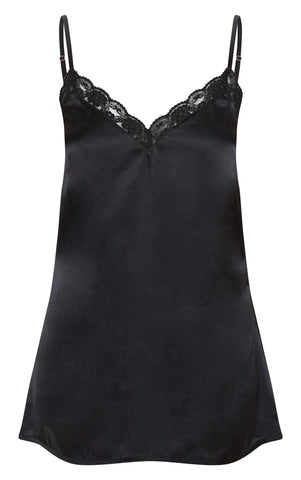 BLACK LACE TRIM SATIN NIGHTIE