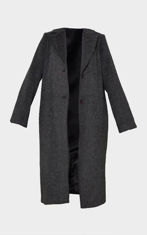 GREY BRUSHED WOOL LOOK LONGLINE COAT