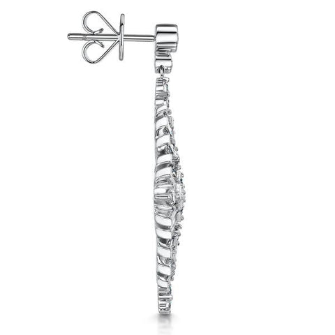 18ct White Gold Baguette & Brilliant-Cut Diamond Earrings 2.30ct